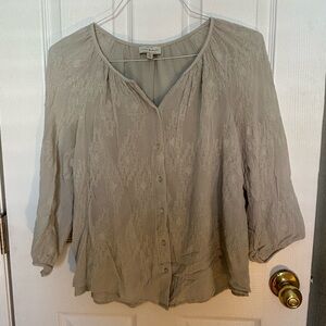 Lucky Brand Women’s S/P Pale Green Chevron Patterned 3/4 Sleeve Blouse